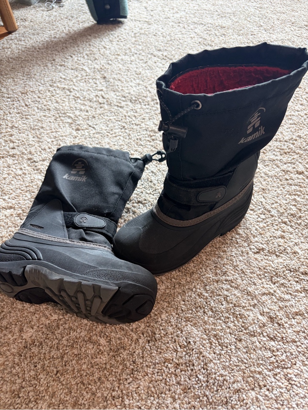 Kamik Waterproof Black Winter Snow Boots Size 1 Kids Youth